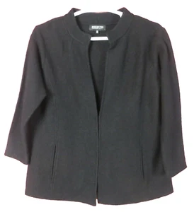 CJ0957- JONES NEW YORK Women's 100% Merino Wool Fleece Jacket Pocket Black 0X - Picture 1 of 7
