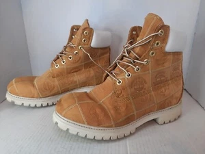Timberland leather patchwork Boots RARE Tan Whitebmens size 9.5M - Picture 1 of 11