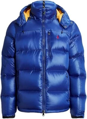 Ralph Lauren Hooded Puffy The Gorham Glossed Down Jacket Mens L Glossy Blue $398 - Image 1 of 4