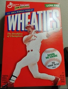 Unopened! 1998 WHEATIES Cereal BOX St. Louis Cardinals MARK MCGWIRE 70 HOMERS - Picture 1 of 8