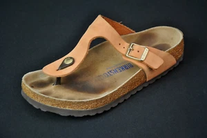 Birkenstock Gizeh Orange Suede Sandals Shoes 38 L 7 Soft Footbed 15525CS - Picture 1 of 8