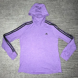 Adidas Size M Women Shirt Hoodie Pullover Climalite Long Sleeve 3 Stripes Purple - Picture 1 of 10