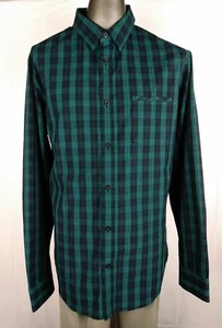 Helix Shirt XL Mens Modern Fit Green Black Button Down Long Sleeve Check Plaid - Picture 1 of 12