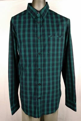 Helix Shirt XL Mens Modern Fit Green Black Button Down Long Sleeve Check Plaid - Image 1 of 4