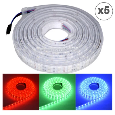 5 Spools of 5M Super Bright 5050 Double Row 600LED RGB LED Strip Changing Color - Image 1 of 4