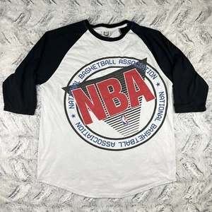 NBA National Basketball Association White Black 3/4 Sleeve Baseball T-shirt XXL - Picture 1 of 8