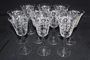 Morgantown USA Mikado 10 Water Goblets - Etched 1 Flaw - Picture 1 of 4