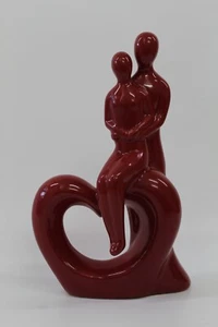 Romantic Couple Figurine, Red Heart-Shaped Sculpture - Picture 1 of 5