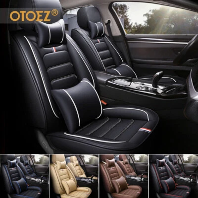 5 Seat Full Set Car Seat Cover Luxury Leather Universal Front Rear Back Cushion - Image 1 of 4