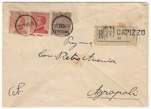 Regno d'Italia - Busta per Agropoli con Floreale 1901 annulli con ditale - Picture 1 of 2