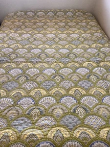 TRAPUNTA POTTERY BARN MARCY BLU VERDE CAPESANTE FLOREALE 110X92 KING CAL KING - Foto 1 di 6