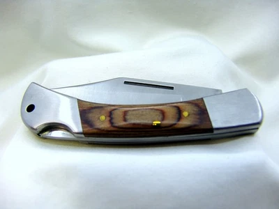 ¡Nuevo En Caja Hermosa Navaja de Bolsillo de Acero Inoxidable con Bloqueo! -¡Sin usar!! Foto 1 de 4