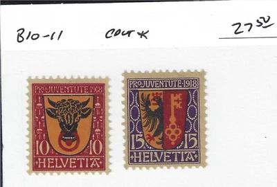 Switzerland Scott #B10-11 Mint lightly hinged F/VF fresh & sharp! - Image 1 of 2