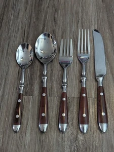 Hampton Silversmiths Flatware Bistro Brown 5-Pc Set Fork Spoon Knife 2 Rivots - Picture 1 of 21