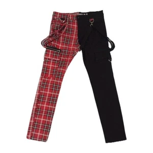 HT Denim Stinger Jeans Mens 34x30 Red Black Plaid Stretch Punk Emo Goth - Picture 1 of 14