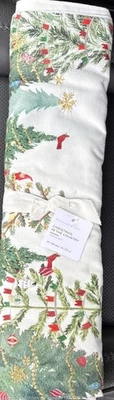 "Corredor de mesa Pottery Barn Navidad en el campo bordado algodón/lino 18""x108""" Foto 1 de 2