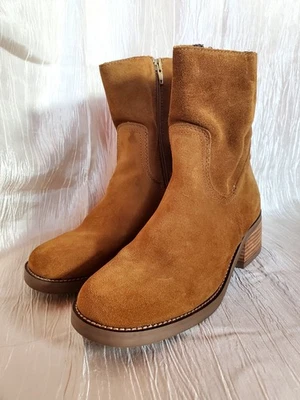 Faded Glory Y2K Boots Womens 8M Chunky Heel Brown Suede Leather Groovy Xlnt Cond - Image 1 of 4