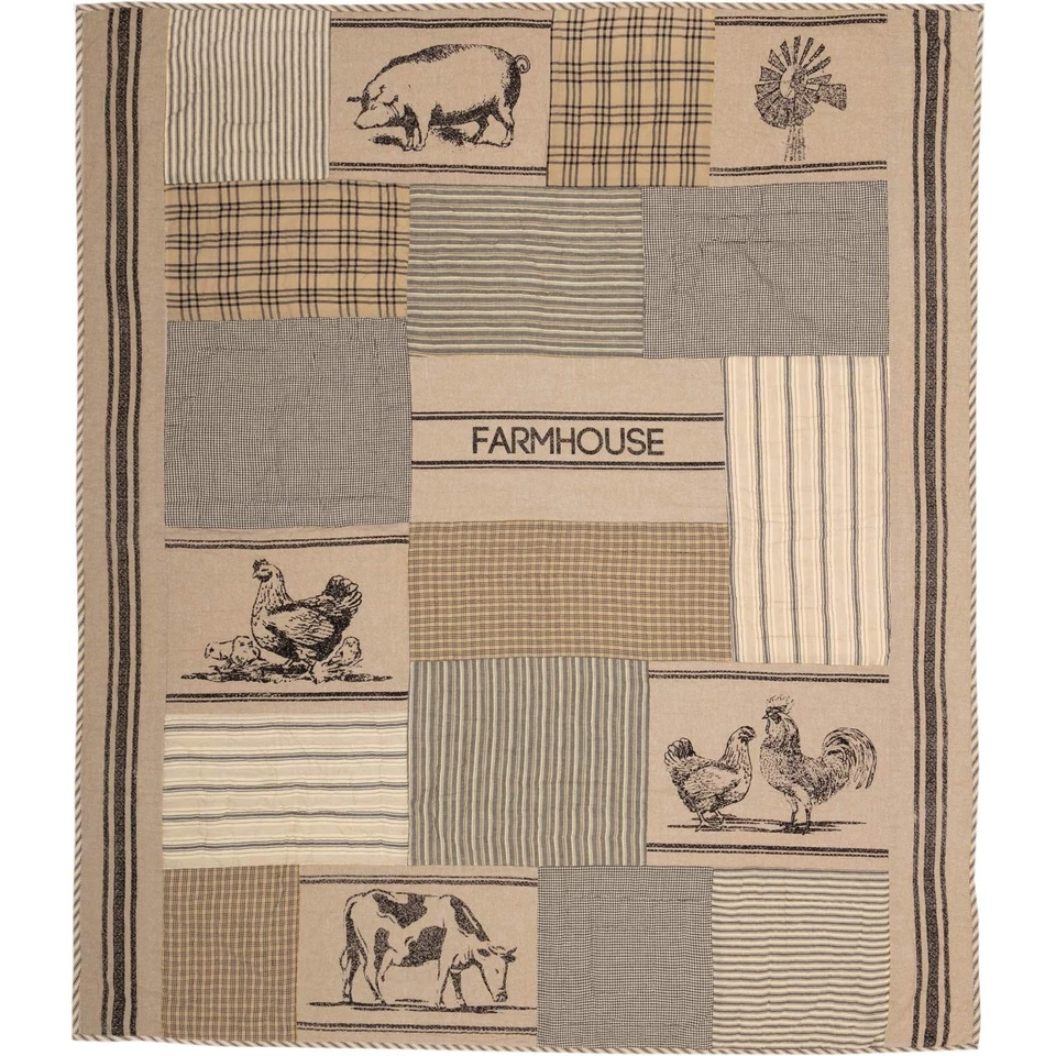 VHC BRAND Sawyer Mill Charcoal 60 X 50 Throw 51295