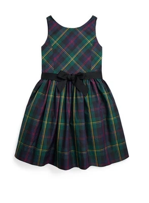 Novo Vestido Polo Ralph Lauren Meninas Tamanho 12 Verde Xadrez fit and flair  - Imagem 1 de 4