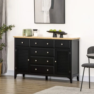 HOMCOM Sideboard Modern Buffet Cabinet with Adjustable Shelves, Black