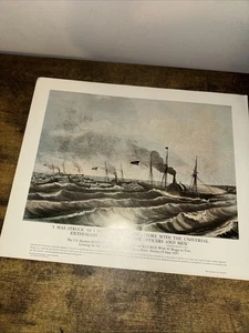 U.S. Steamers Crossing Bar, U.S. Navy Combat Art 16" x 20" print (circa 1960's) - Picture 1 of 1