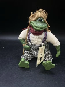 Russ Shelf Sitters Country Folks Frog Tadpole #2173 5" Ceramic & Beanbag 1994 - Picture 1 of 10