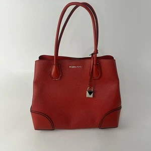 Michael Kors Mercer Gallery Medium Center Zip Leather Tote in Bright Red Auth - Picture 1 of 12