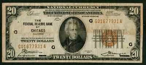 $20 1929 FRBN Fr. 1870-G Federal Reserve Bank of Chicago, IL Very Fine  - Picture 1 of 2