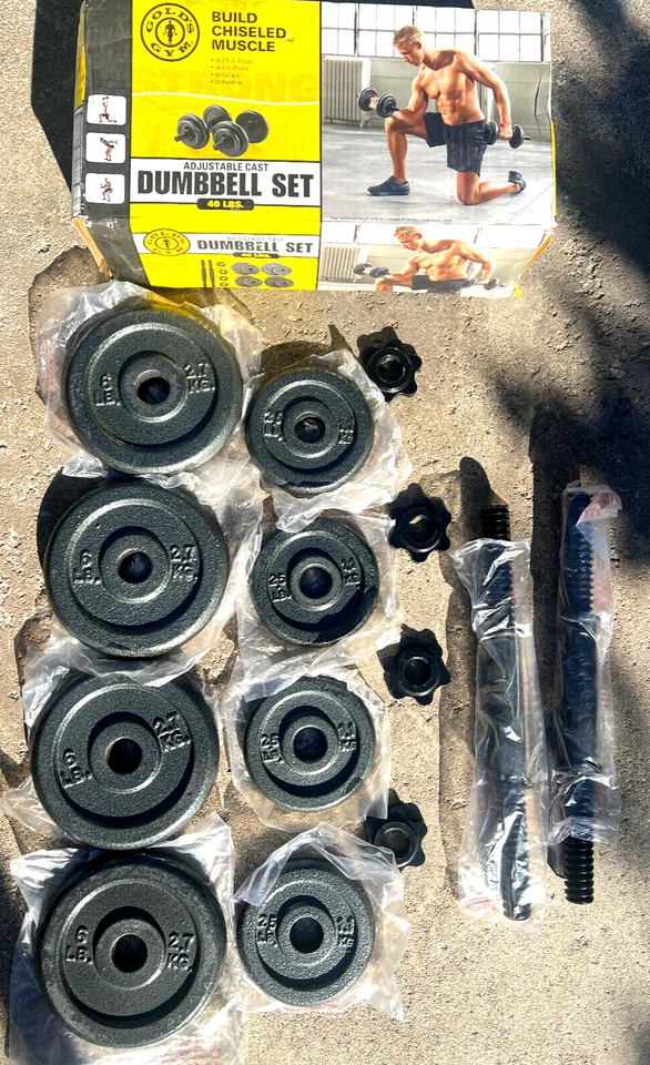 Juego de mancuernas ajustables placas fundidas Gold's Gym 40 lb *nueva caja abierta* pesas de gimnasio Foto 1 de 4