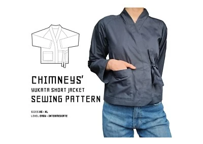 Printed Japanese Wrap Jacket Sewing Pattern - XS to XL – Easy Intermediate DIY - Image 1 of 4