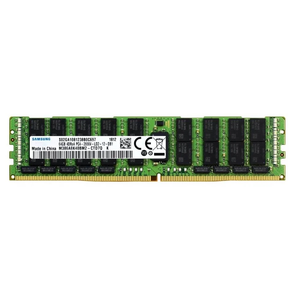 Samsung 64GB 2666MHz DDR4 4DRX4 PC4-21300 LRDIMM ECC RAM 288Pin Server Memory - Image 1 of 1