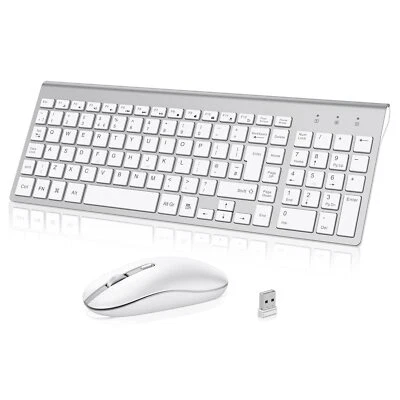 Cimetech 2.4G Wireless Keyboard & Mouse, Ergonomic, Silent - Black + Silver - Image 1 of 2