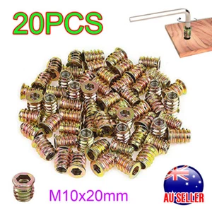M10 Threaded Insert Nuts Hex Socket Drive Furniture Bolt Wood Screw-in Nuts 20mm - Picture 1 of 6