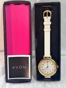 Avon Textured rhinestone Case Watch Goldtone New in Original Box P32 - Picture 1 of 11