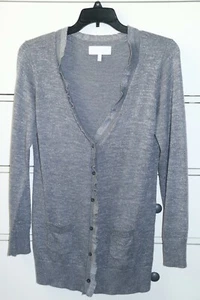 Cárdigan Victoria's Secret Gris Brillante Volantes Botón Delantero Manga Larga Talla L - Imagen 1 de 11