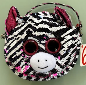 TY Beanie Babies Boos Flippables Zoey Zebra 9" Fashion Sequin Purse for Kids - Picture 1 of 4