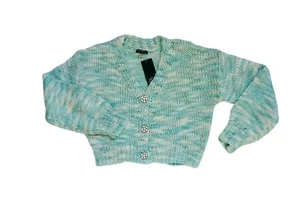 Wild Fable Button Front Cropped Cardigan Mint Green Space Dyed Variety Sizes NWT - Picture 1 of 6