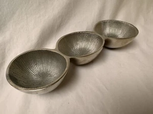 Metal Triple Bowl Nut/Candy Dish, Entertaining, Serving Piece -  NICE!! - Picture 1 of 7