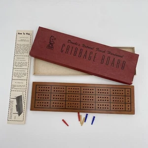 Vintage DRUEKE Hardwood Cribbage Board Model #28 in Original Box W/pegs - Picture 1 of 10