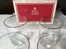 VINTAGE 1960's ROYAL ALBERT 22K Gold Band Double Old Fashioned Glasses SET of 4