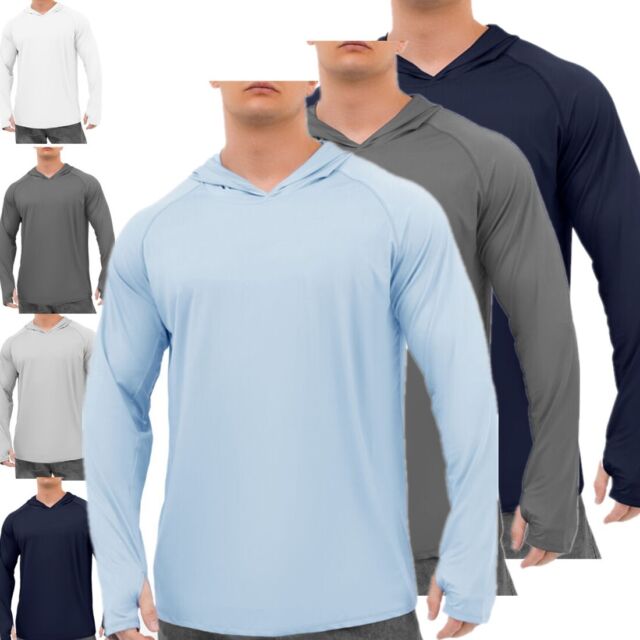  Sportneer Camisas de sol para hombre: UPF 50+ sudadera con capucha  para el sol, camisa de pesca ligera con protección UV, SPF de manga larga,  natación, senderismo, al aire libre, Azul 