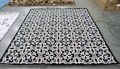 BLACK / IVORY 6' X 6' Square Flaw in Rug, Reduced Price 1172573811 FRS448A-6SQ - Image 1 of 4