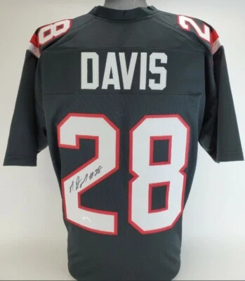 Camiseta personalizada firmada por Mike Davis Atlanta Falcon's (certificado de autenticidad JSA Witness) Foto 1 de 4