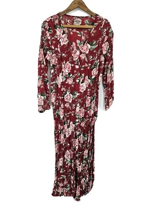 Vestido Guess De Colección Años 90 Para Mujer XL Rojo Rosa Floral Largo Lazo Trasero Transparente Foto 1 de 4