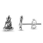 Buddha Statue Earrings 925 Sterling Silver 9mm Fashion Studs Push Back