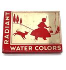 Vintage Radiant Water Colors Tin With Paint & Brush Little No-Peep USA Made Tin