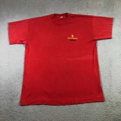 复古 Guinness T 恤男式 XL 红色褪色单针 — 第 1/4 张图片