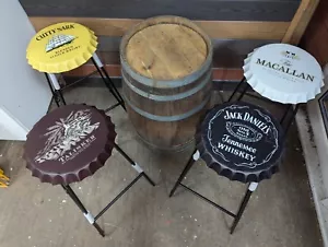 Bottle Top Bar Stool 70cm Steel Frame Round Whiskey Whisky Barrel Stool - Picture 1 of 6