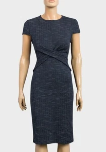 TOPSHOP MARINEBLAU GESTREIFT FLÜGELÄRMEL STRETCH STOFF BLEISTIFTKLEID Größen 10 & 12 - Bild 1 von 6