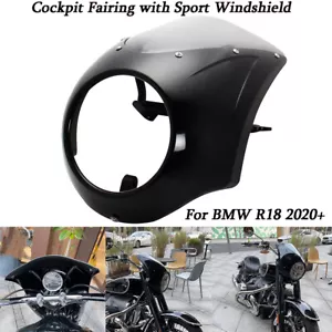 Black Headlight Cockpit Fairing + Windshield Windscreen Cover For BMW R18 - Picture 1 of 11
